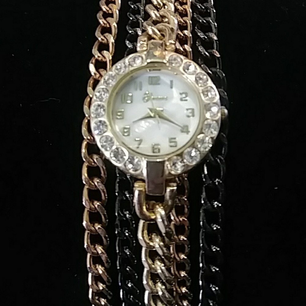 Geneva rhinestone chain wrist watch